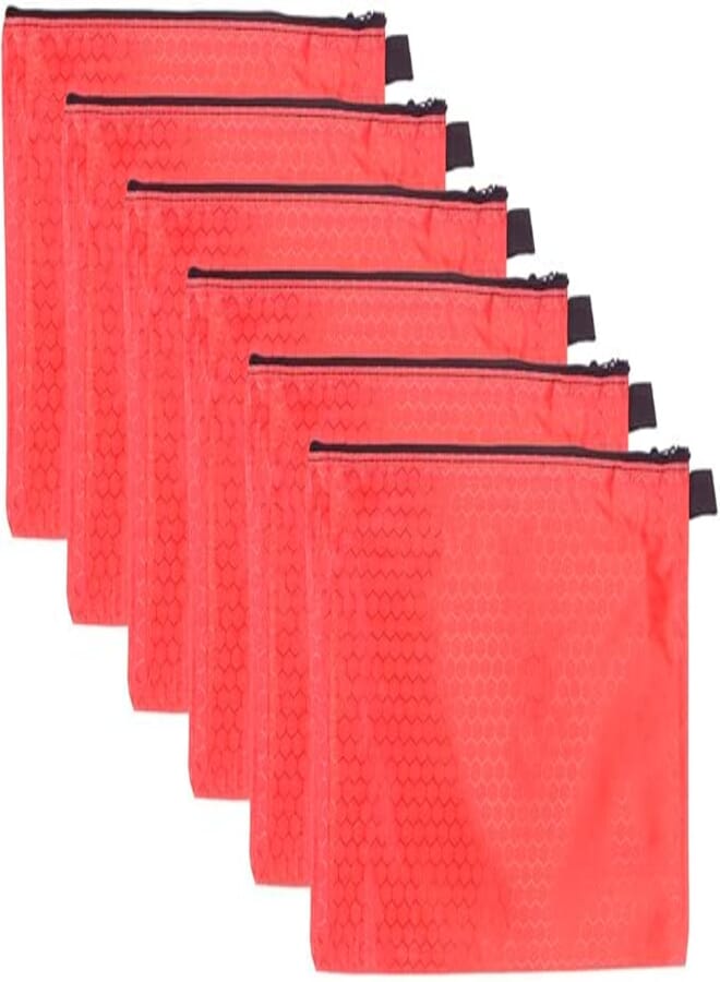 3A A4-2005 Fabric Paper File with Zipper 23 * 32 cm 6 Pieces - Red